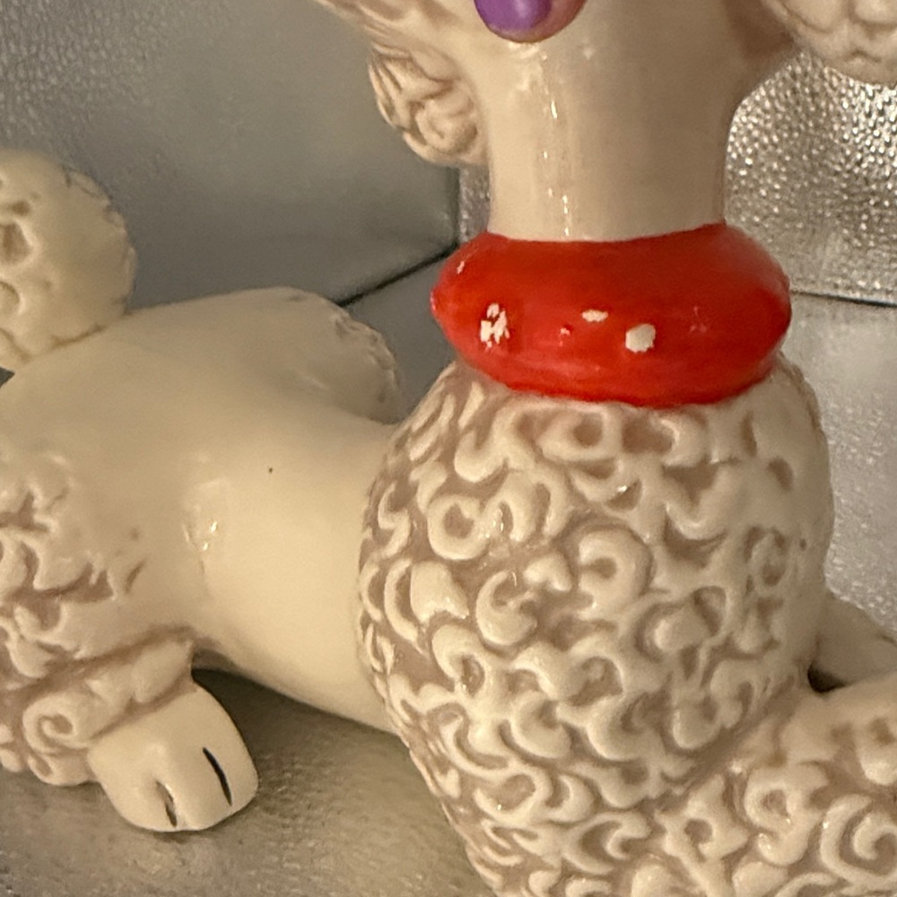 Vintage White Hand Painted Ceramic Poodle - Picture 9 of 10
